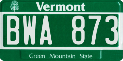 VT license plate BWA873