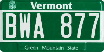 VT license plate BWA877