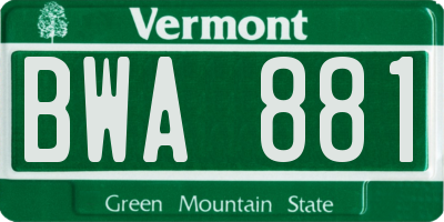 VT license plate BWA881