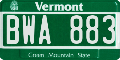 VT license plate BWA883