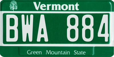 VT license plate BWA884