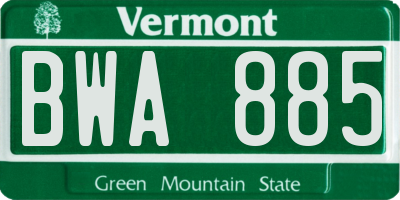 VT license plate BWA885