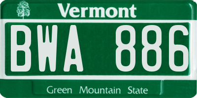 VT license plate BWA886