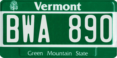 VT license plate BWA890