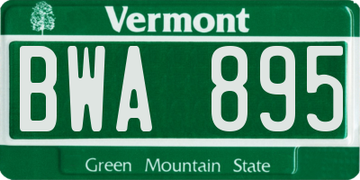 VT license plate BWA895