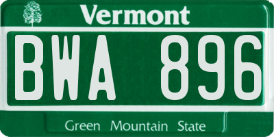 VT license plate BWA896