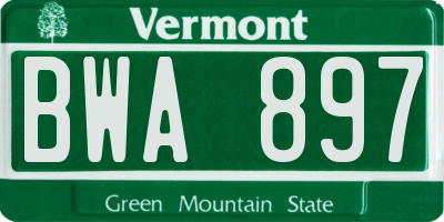 VT license plate BWA897