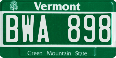 VT license plate BWA898