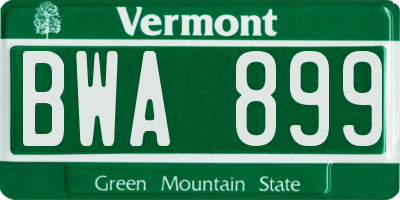 VT license plate BWA899