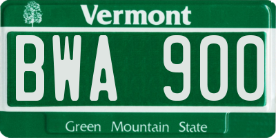 VT license plate BWA900