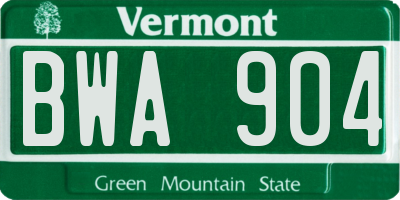VT license plate BWA904
