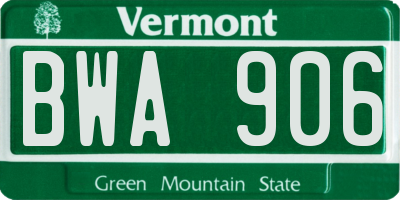 VT license plate BWA906