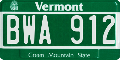 VT license plate BWA912