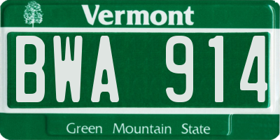 VT license plate BWA914
