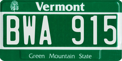 VT license plate BWA915
