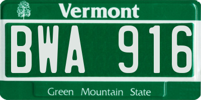 VT license plate BWA916