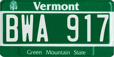 VT license plate BWA917