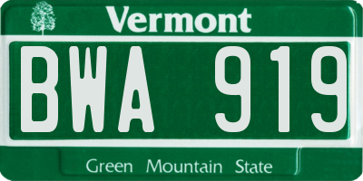 VT license plate BWA919