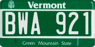 VT license plate BWA921