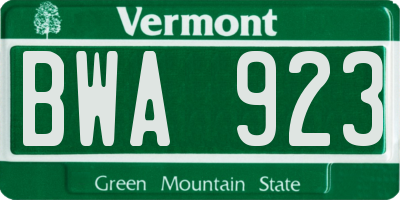VT license plate BWA923