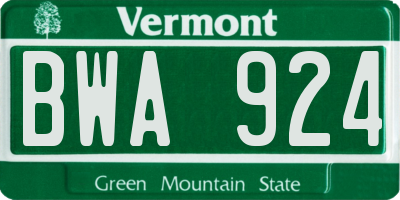 VT license plate BWA924