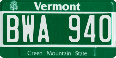 VT license plate BWA940