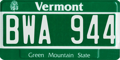 VT license plate BWA944
