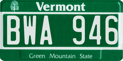 VT license plate BWA946