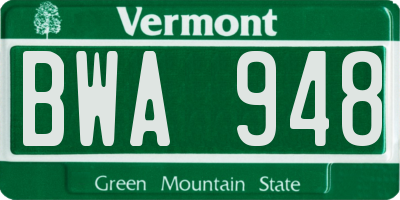VT license plate BWA948