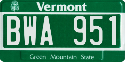 VT license plate BWA951