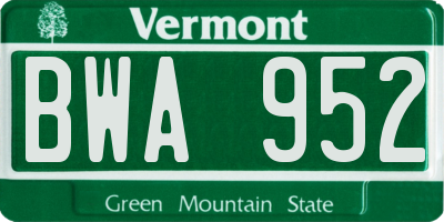 VT license plate BWA952