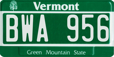 VT license plate BWA956