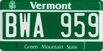 VT license plate BWA959