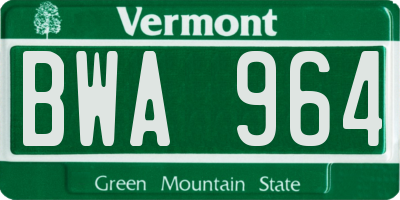 VT license plate BWA964