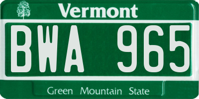 VT license plate BWA965