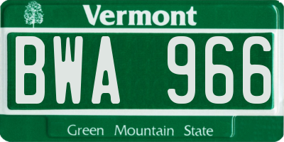 VT license plate BWA966