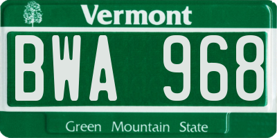 VT license plate BWA968