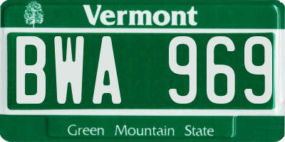 VT license plate BWA969