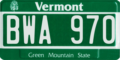 VT license plate BWA970