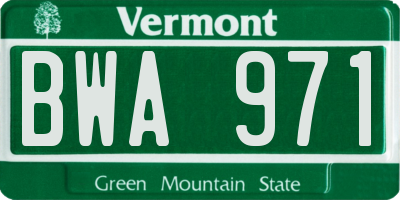 VT license plate BWA971