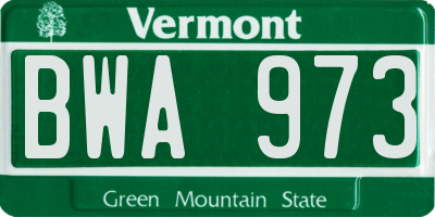 VT license plate BWA973