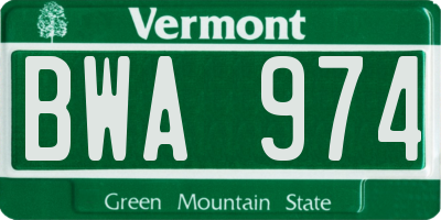 VT license plate BWA974