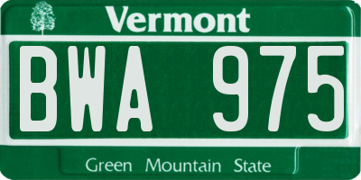 VT license plate BWA975
