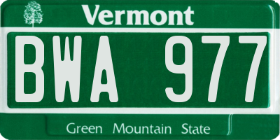 VT license plate BWA977