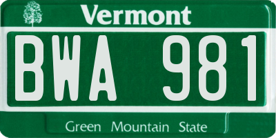 VT license plate BWA981