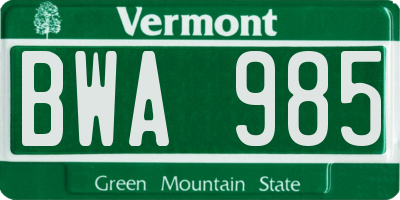 VT license plate BWA985