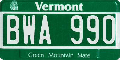 VT license plate BWA990