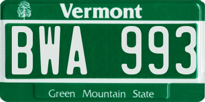 VT license plate BWA993