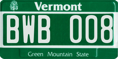VT license plate BWB008