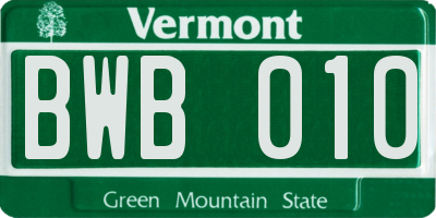 VT license plate BWB010